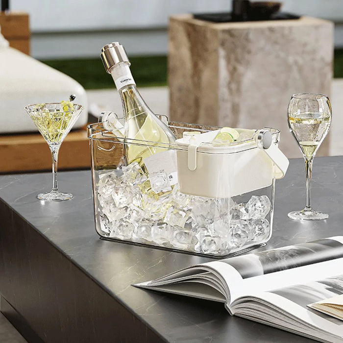Outdoor Picnic Home Party Ice Bucket Carrying Basket with Inner Small Basket for Beer Champagne Wine Cooling - 5