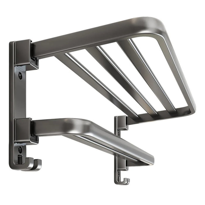 60cm Folding Wall Mounted Towel Holder Bathroom Metal Storage Rack Punching Free for Washroom / Toilet - 1