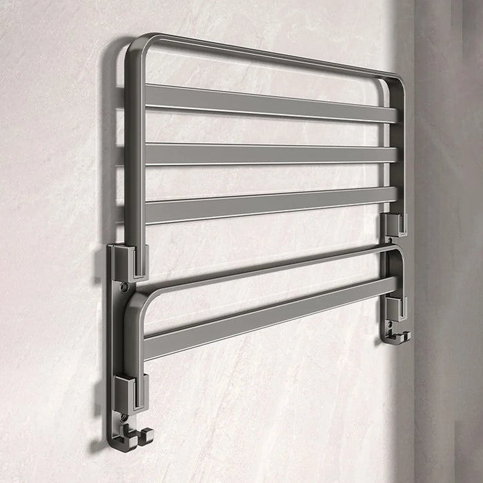 60cm Folding Wall Mounted Towel Holder Bathroom Metal Storage Rack Punching Free for Washroom / Toilet - 4