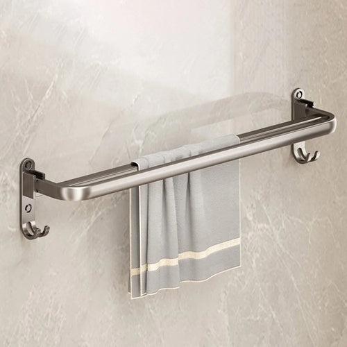 Folding Wall Mounted Towel Rack 40cm Aluminum Alloy Bathroom Organizer No Drilling for Washroom / Shower - 1