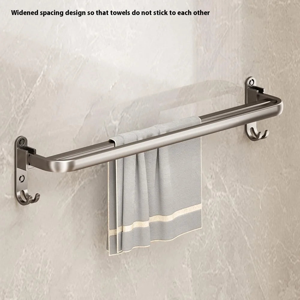 Folding Wall Mounted Towel Rack 40cm Aluminum Alloy Bathroom Organizer No Drilling for Washroom / Shower - 2