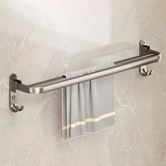 Folding Wall Mounted Towel Rack 60cm Aluminum Alloy Bathroom Organizer No Drilling for Washroom / Shower - 1