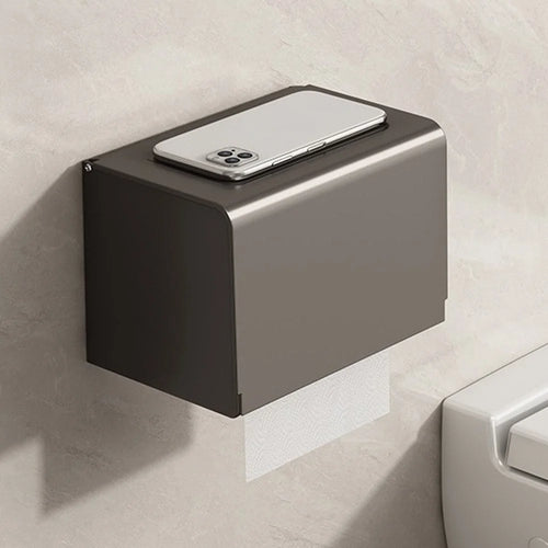 Aluminum Alloy Toilet Paper Holder Wall Mounted No Drilling Bathroom Tissue Box - 1