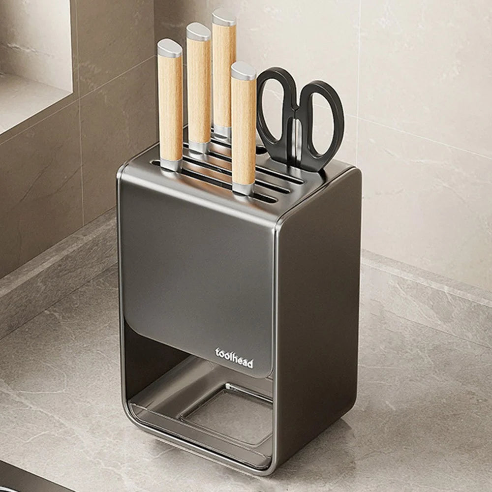 D01 Knife Block Organizer Kitchen Countertop Cutlery Storage Rack Fork Spoon Holder - Tarnish - 1