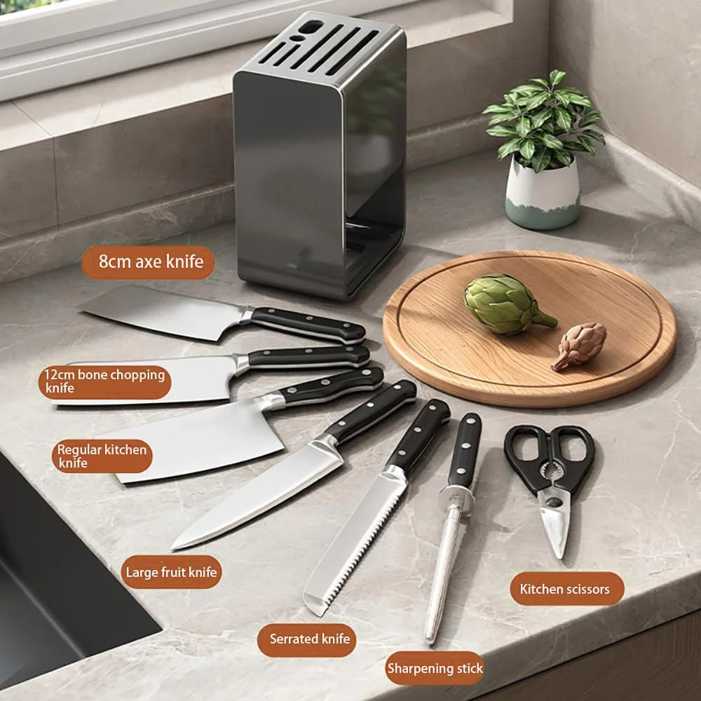 D01 Knife Block Organizer Kitchen Countertop Cutlery Storage Rack Fork Spoon Holder - Tarnish - 2