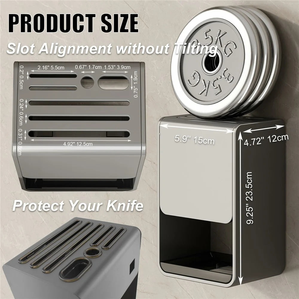 D01 Dual Use Knife Holder Organizer Wall Mounted Utensil Stand Kitchen Countertop Cutlery Storage Rack - Tarnish - 7