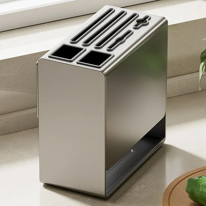 D02 Knife Block Organizer Countertop Cutlery Storage Rack Fork Spoon Holder Kitchen Utensil Stand - Tarnish - 2