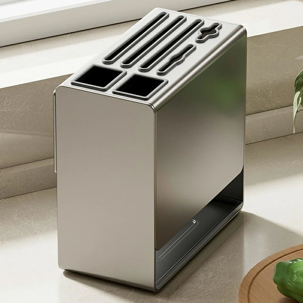 D02 Knife Block Organizer Countertop / Wall Mounted Kitchen Utensil Holder Cutlery Storage Rack Fork Spoon Stand - Tarnish - 5