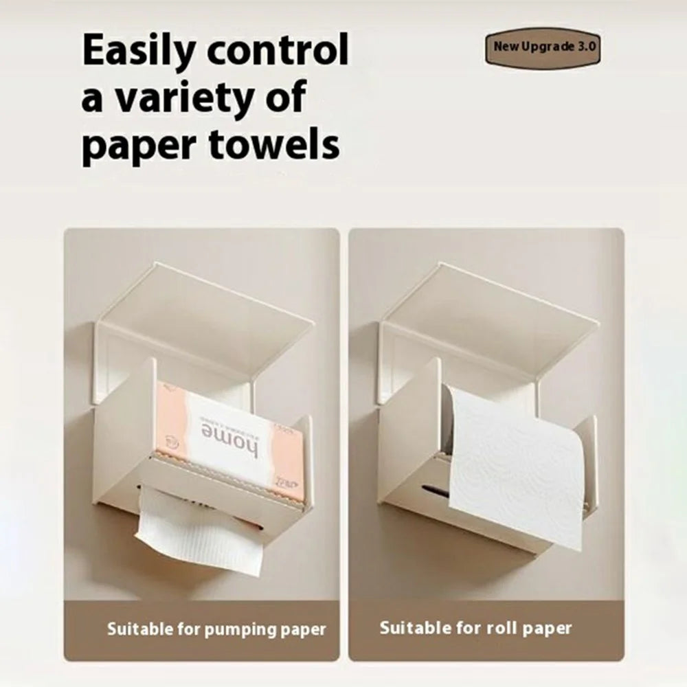 Wall Mounted Toilet Paper Holder Bathroom Tissue Dispenser No Drilling Tissue Box for Home - 2