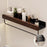 50cm Wood Bathroom Storage Shelf with Towel Bar Wall Mounted Washroom Organizer Punching Free - Black - 1