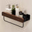 30cm Wood Bathroom Storage Shelf with Towel Bar Wall Mounted Washroom Organizer Punching Free - Black - 1