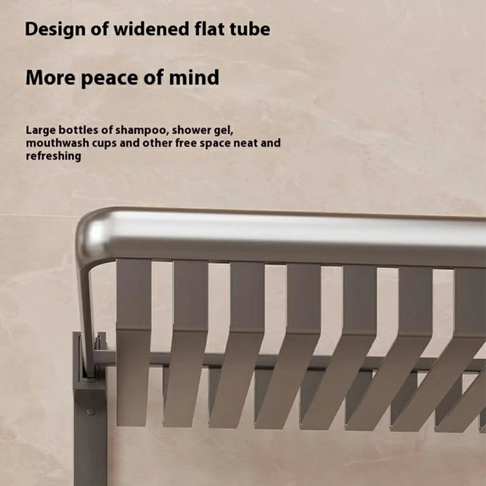 50cm Foldable Bathroom Towel Rack Aluminum Alloy Wall Mounted No Drilling Toiletries Towels Clothes Storage Shelf - 3