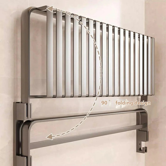 50cm Foldable Bathroom Towel Rack Aluminum Alloy Wall Mounted No Drilling Toiletries Towels Clothes Storage Shelf - 4