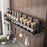 60cm Carbon Steel Kitchen Spice Storage Rack Wall Mounted No Drilling Seasoning Bottle Shelf with Hooks - 1