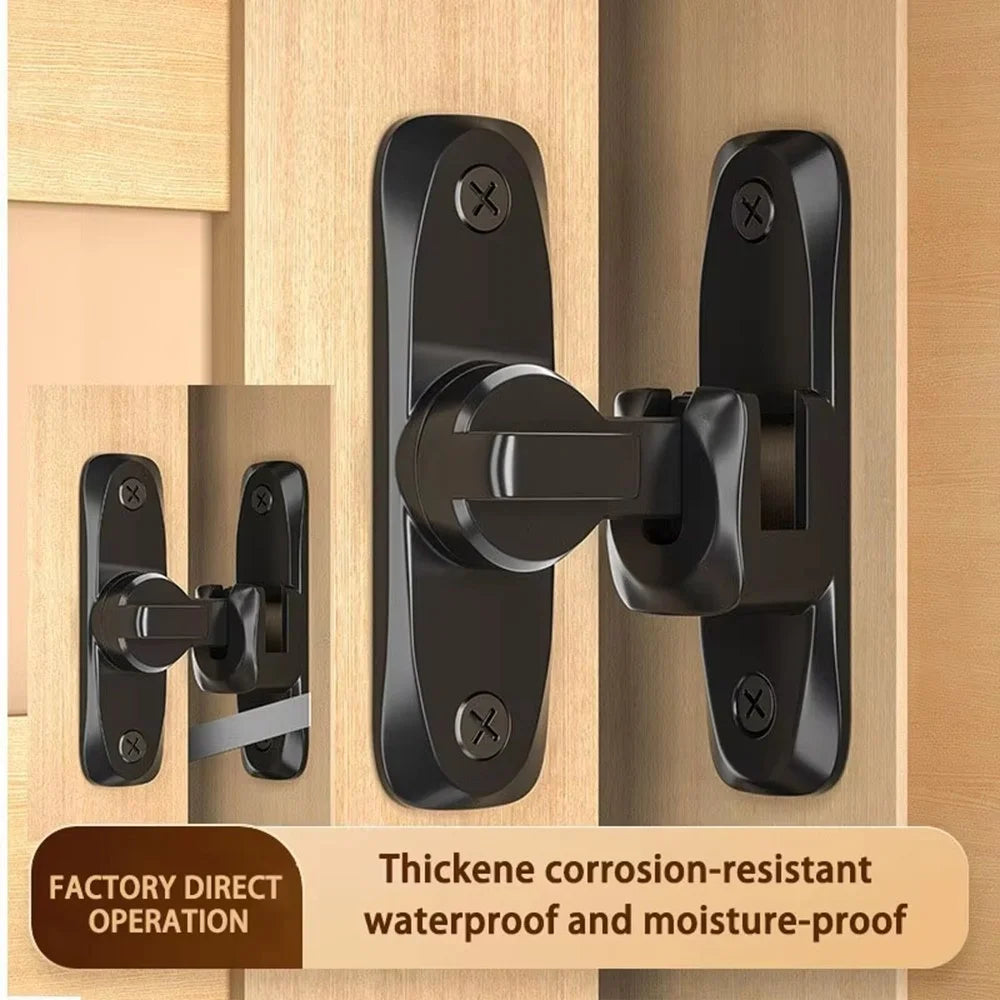 No Drill Installation Zinc Alloy Door Latch Bolt Lock for Sliding Doors Bathroom Bedroom Closet Door - Black - 3