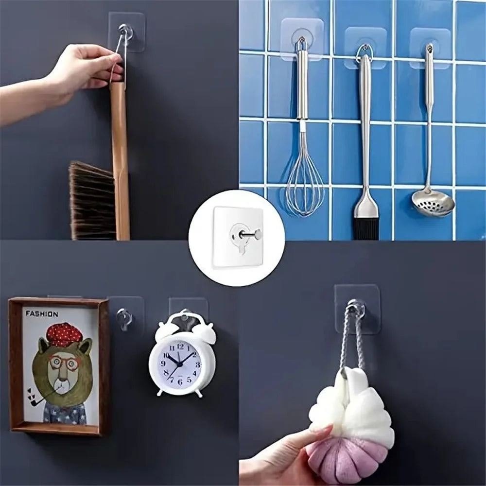 10Pcs Adhesive Wall Wall Mounting Hooks Hanging Nails for Picture Frames Photo Keys - 7