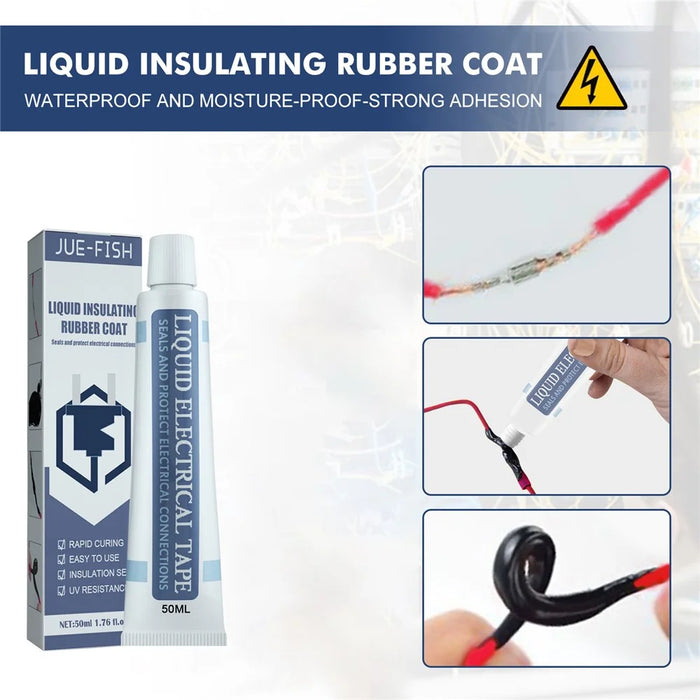 JUE-FISH 50ML Black Liquid Insulation Tape for Circuit Board Waterproof Adhesive High Temperature Resistant Sealant - 3