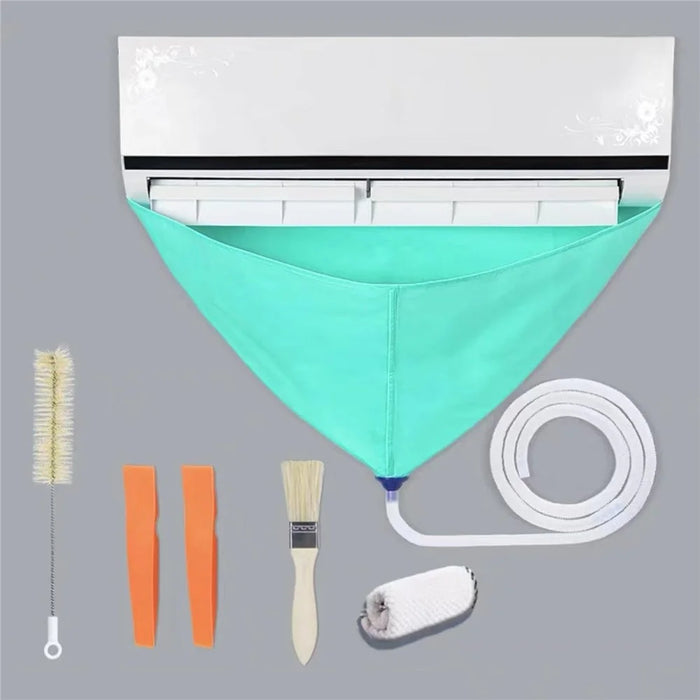 Air Conditioner Cleaning Kit Wall-Mounted AC Reusable Water Catch Bag Clean Brush - 7