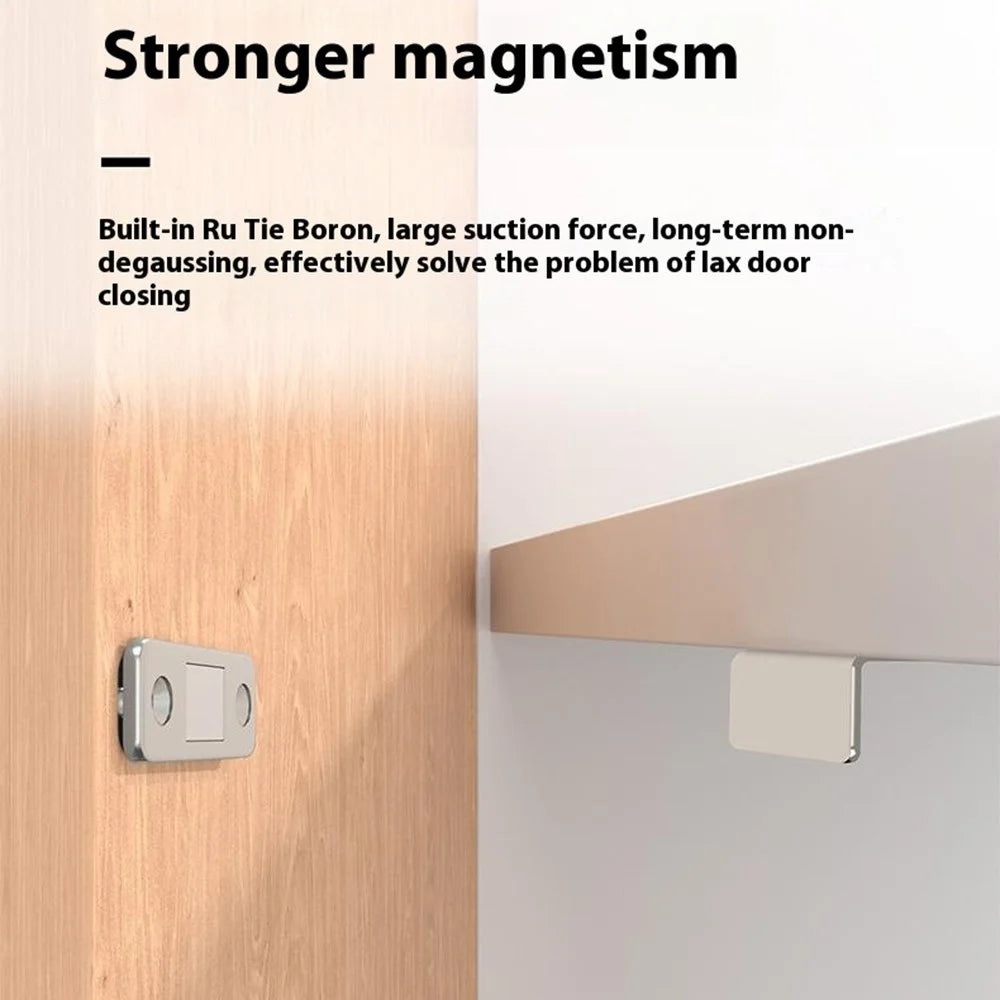Hidden L-Shaped Magnetic Stainless Steel Door Catch for Sliding Doors Drawers Cabinets Closets Closure - Silver - 4