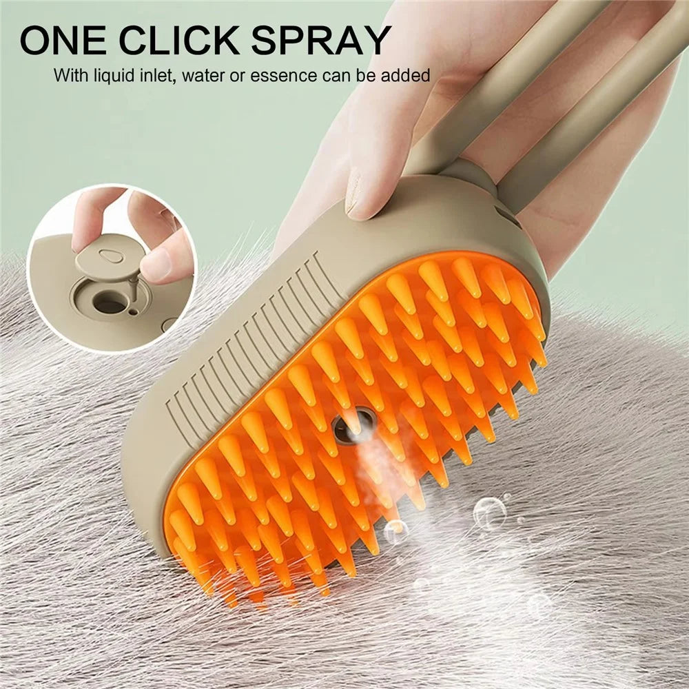 Pet Grooming Brush Electric Steam Spray Comb Massage Detangler Comb for Dogs Cats - White - 2