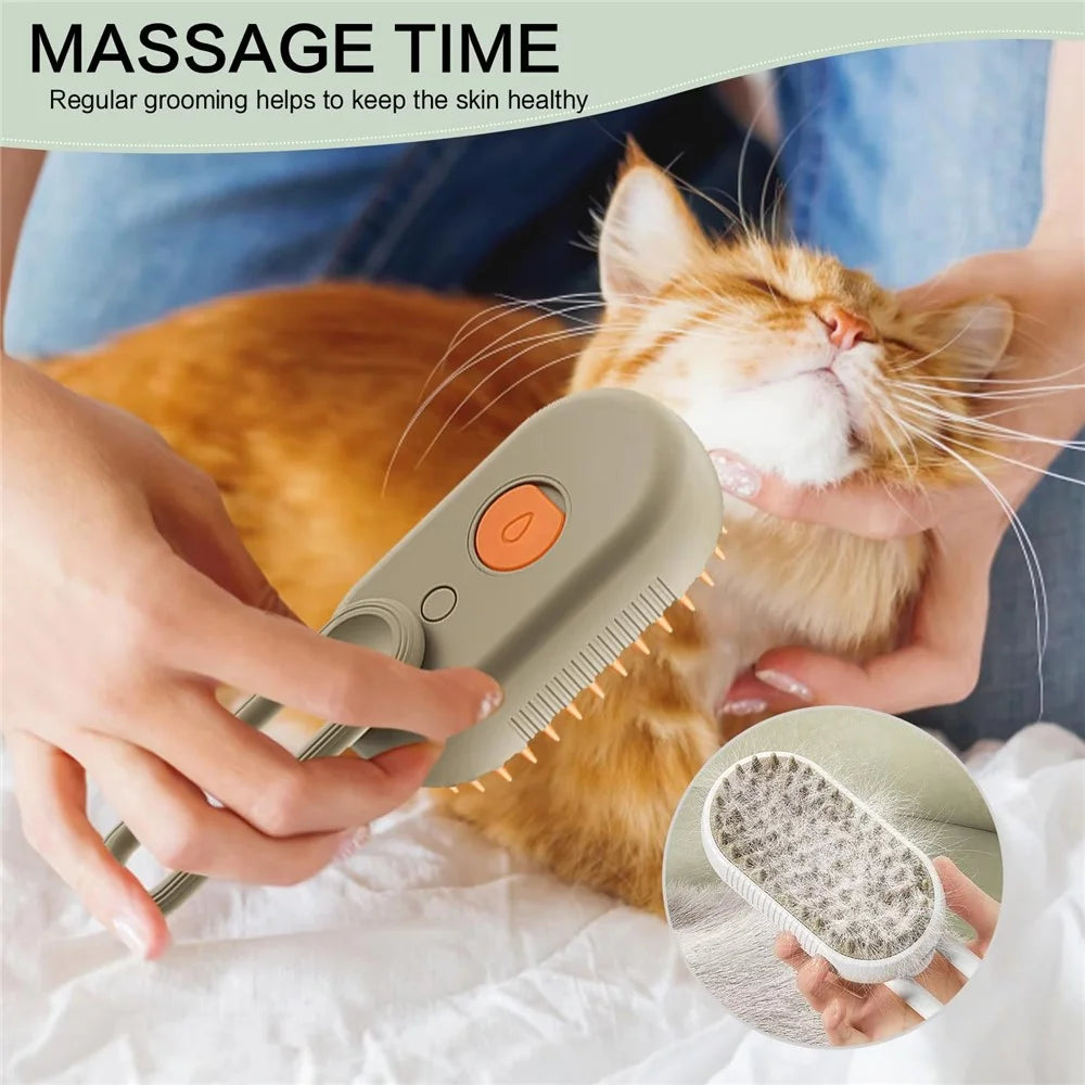 Pet Grooming Brush Electric Steam Spray Comb Massage Detangler Comb for Dogs Cats - White - 4