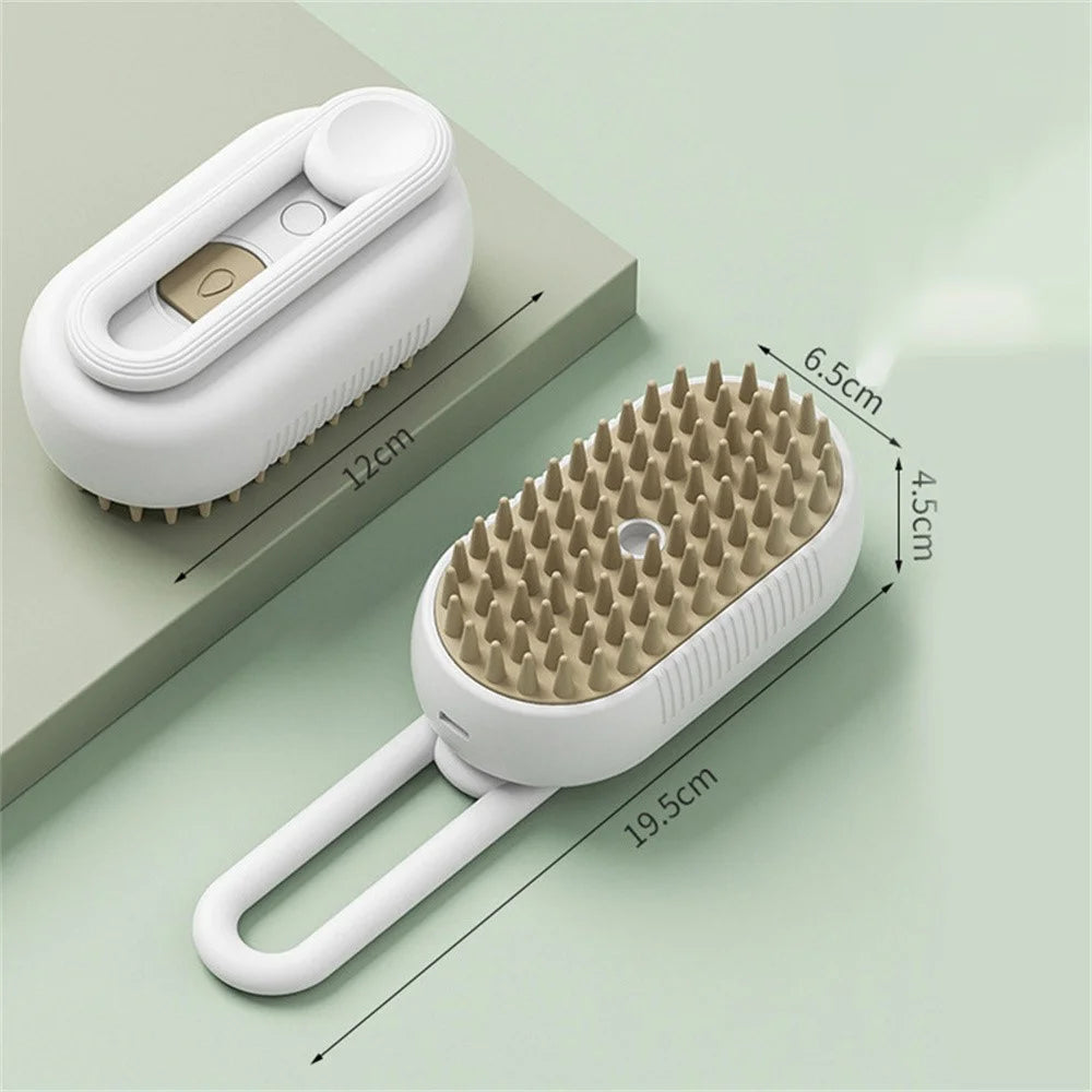Pet Grooming Brush Electric Steam Spray Comb Massage Detangler Comb for Dogs Cats - White - 6
