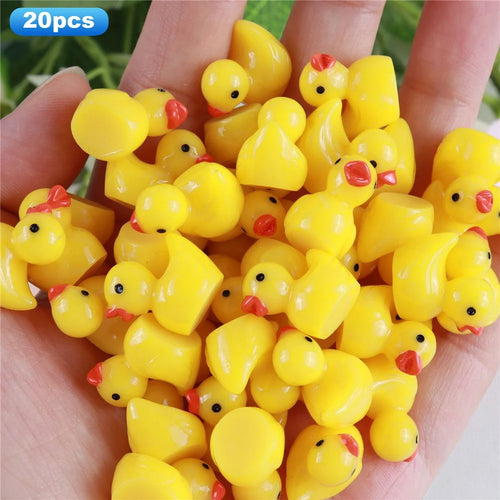 20Pcs DIY Craft Miniature Ducks Resin Accessories for Micro Landscape Terrarium Jewelry Making Phone Case Decoration - Yellow - 1