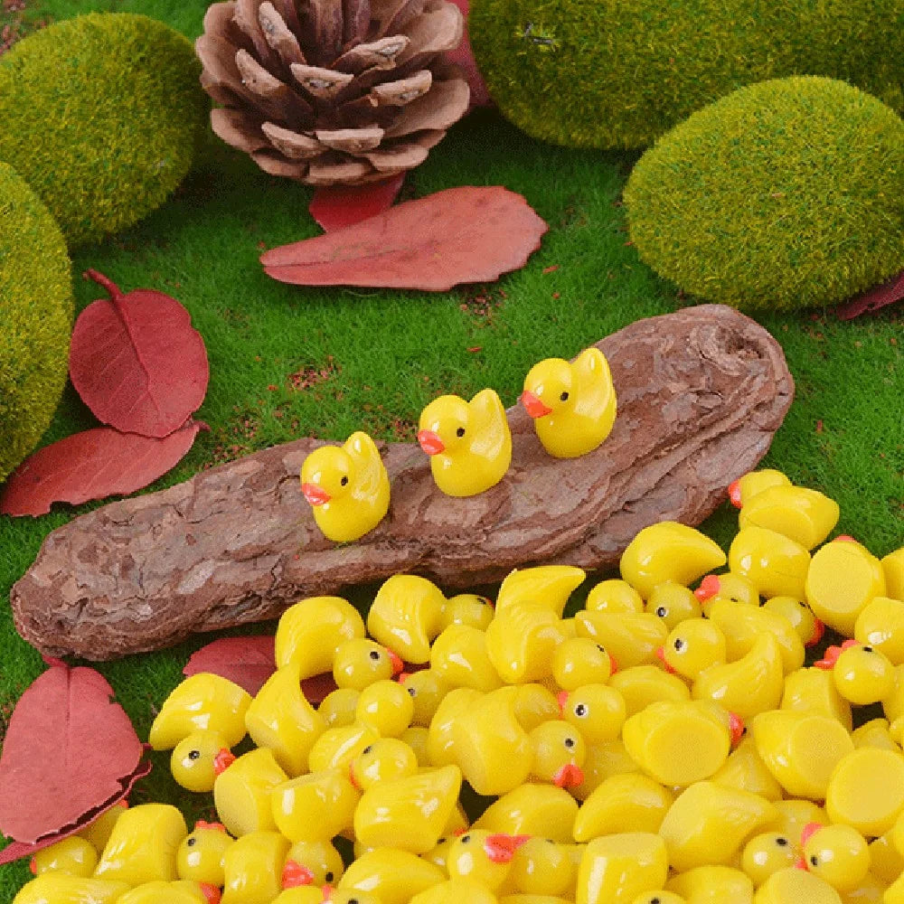 20Pcs DIY Craft Miniature Ducks Resin Accessories for Micro Landscape Terrarium Jewelry Making Phone Case Decoration - Yellow - 2