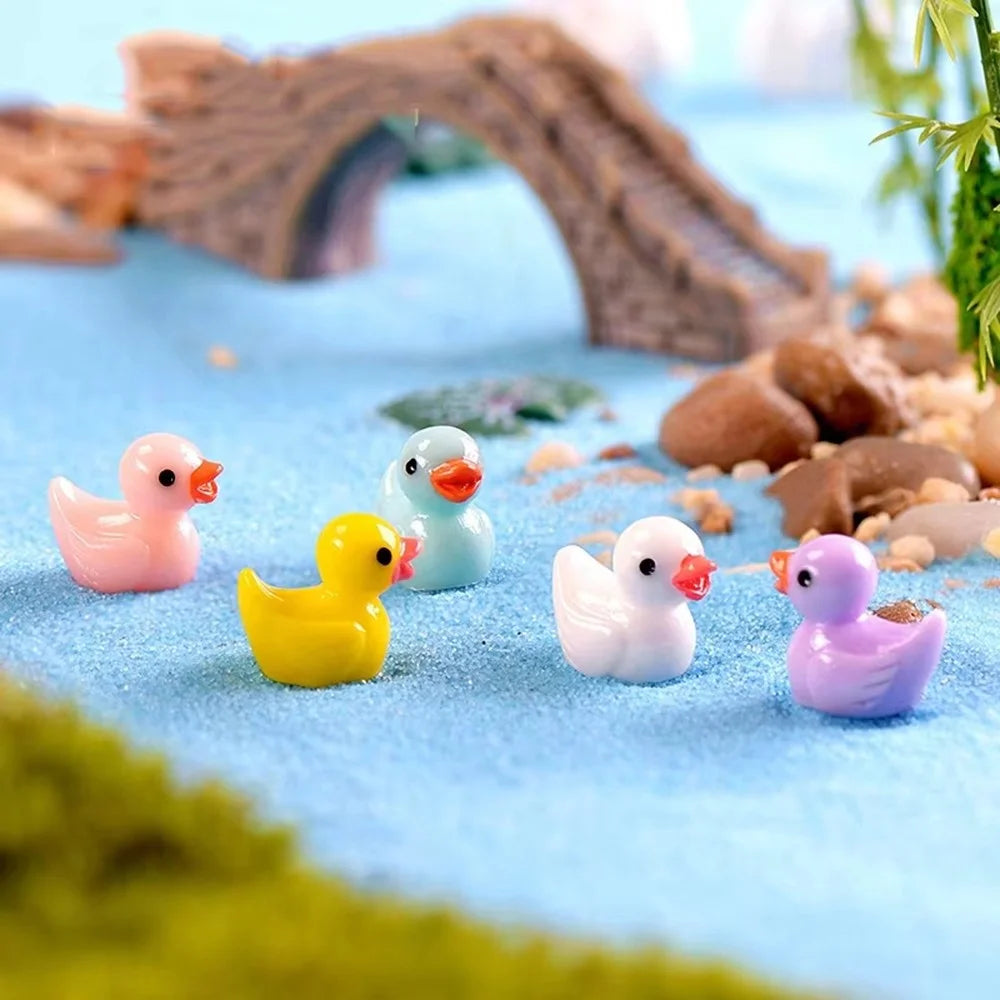 20Pcs DIY Craft Miniature Ducks Resin Accessories for Micro Landscape Terrarium Jewelry Making Phone Case Decoration - Yellow - 4