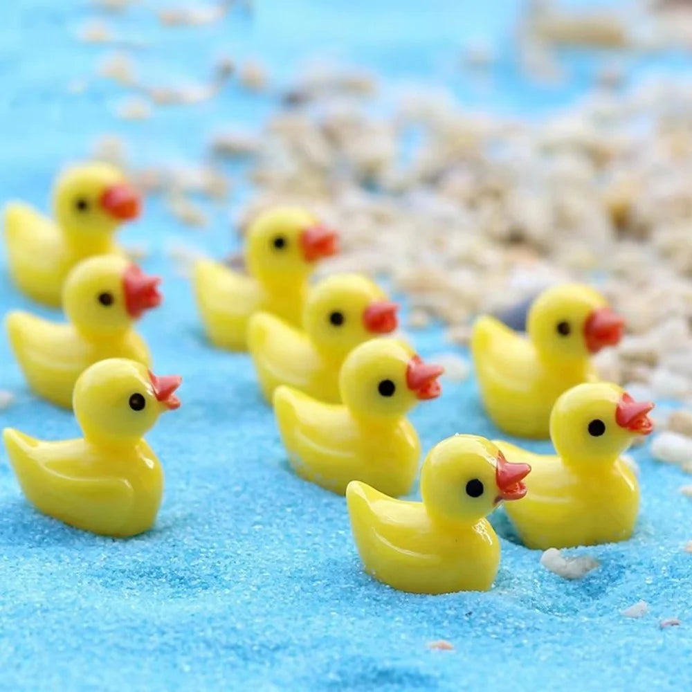 20Pcs DIY Craft Miniature Ducks Resin Accessories for Micro Landscape Terrarium Jewelry Making Phone Case Decoration - Yellow - 7