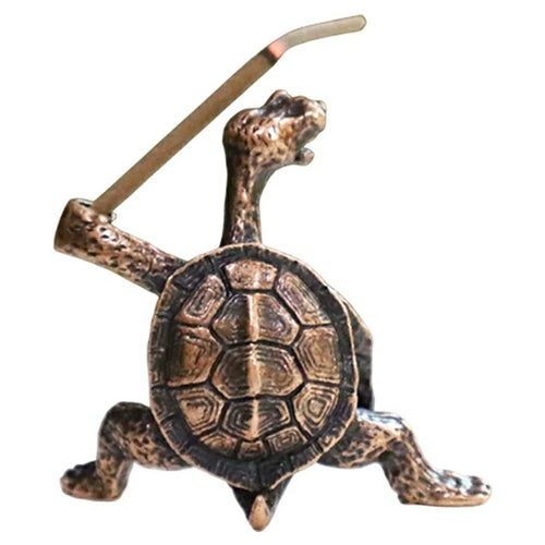 Creative Incense Holder Turtle Shaped Alloy Incense Burner Stand Ornament for Home Office Meditation - Red - 1