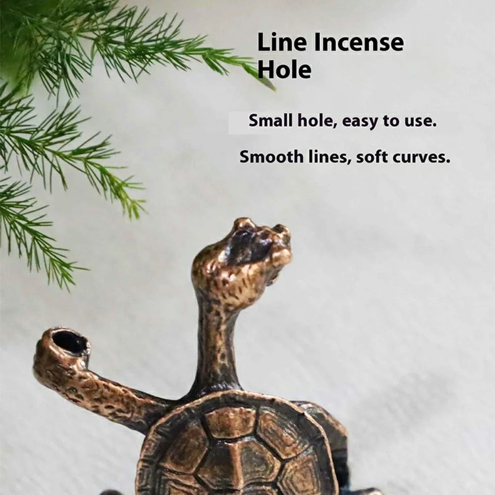 Creative Incense Holder Turtle Shaped Alloy Incense Burner Stand Ornament for Home Office Meditation - Red - 3