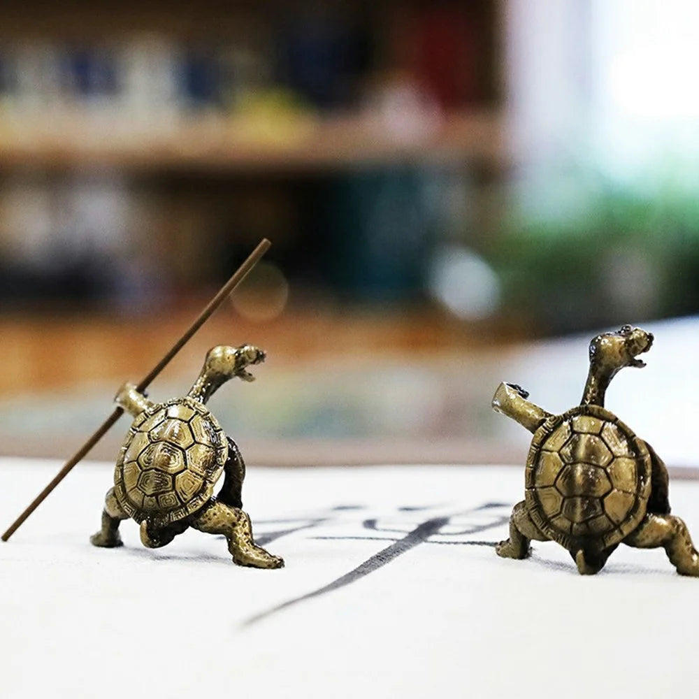 Creative Incense Holder Turtle Shaped Alloy Incense Burner Stand Ornament for Home Office Meditation - Red - 7