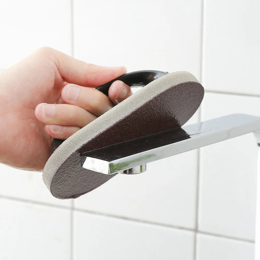 Ergonomic Handle Scouring Pad Abrasive Sponge Kitchen Cleaning Brush for Pots Pans Sinks Rust Oil Removal - 4
