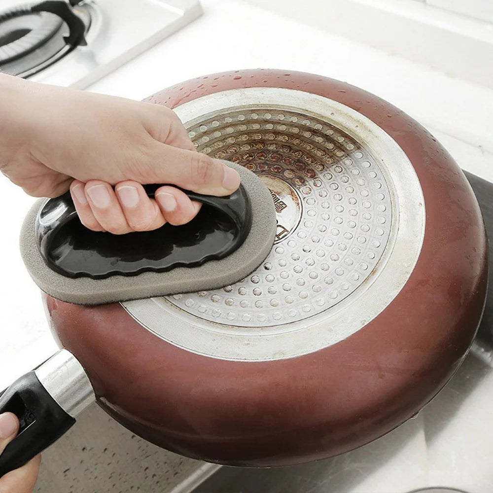 Ergonomic Handle Scouring Pad Abrasive Sponge Kitchen Cleaning Brush for Pots Pans Sinks Rust Oil Removal - 5
