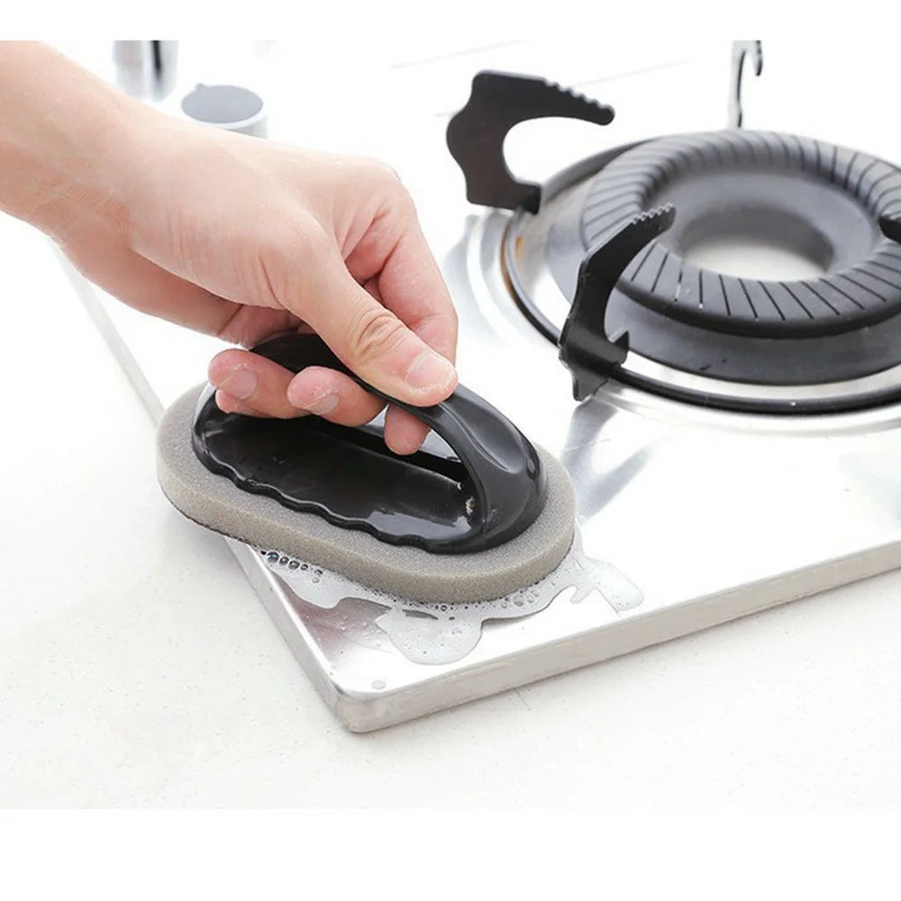 Ergonomic Handle Scouring Pad Abrasive Sponge Kitchen Cleaning Brush for Pots Pans Sinks Rust Oil Removal - 6