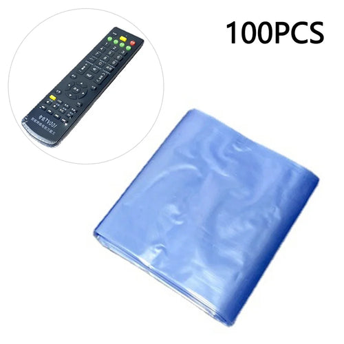 100Pcs Remote Control Heat Shrink Wrap Film PVC Transparent Protective Cover Anti Dust Oil Resistant Shrink Bag - 1