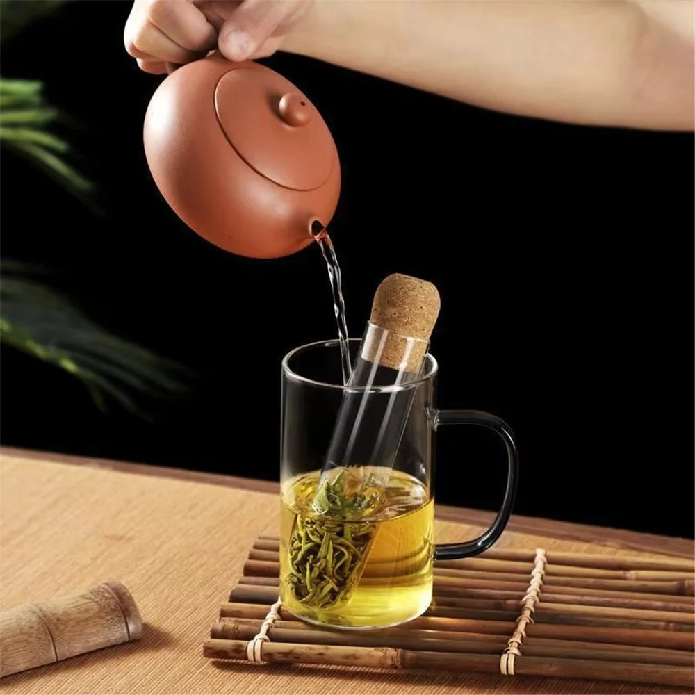 High Borosilicate Glass Tea Infuser Strainer Loose Leaf Easy Brewing Transparent Reusable Filter Tea Maker Tool (No FDA, BPA-Free) - 3