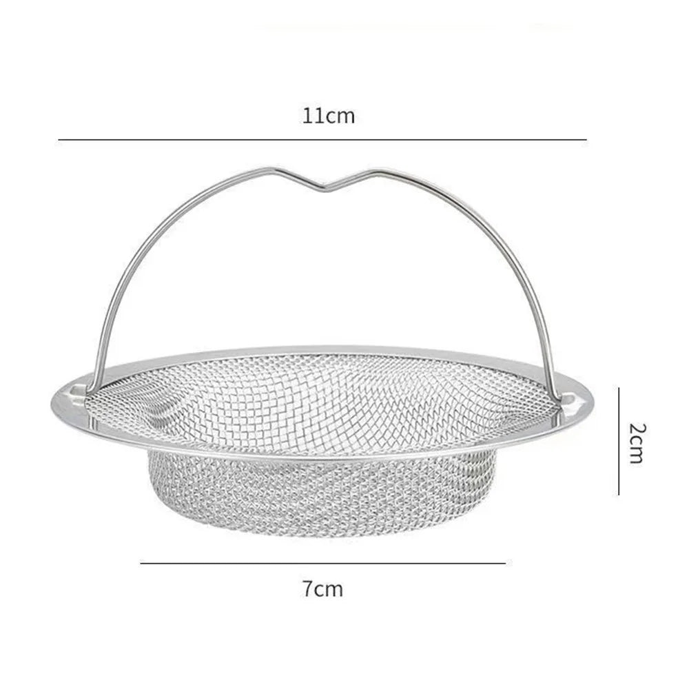 Stainless Steel Kitchen Sink Strainer Dishwashing Basin Garbage Filter Mesh Drain Basket with Lift Handle - 7