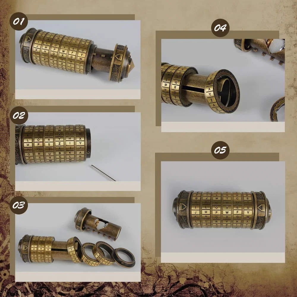 Da Vinci Code Cryptex Toy Metal Precision Password Lock Valentine Christmas Birthday Gift - 3