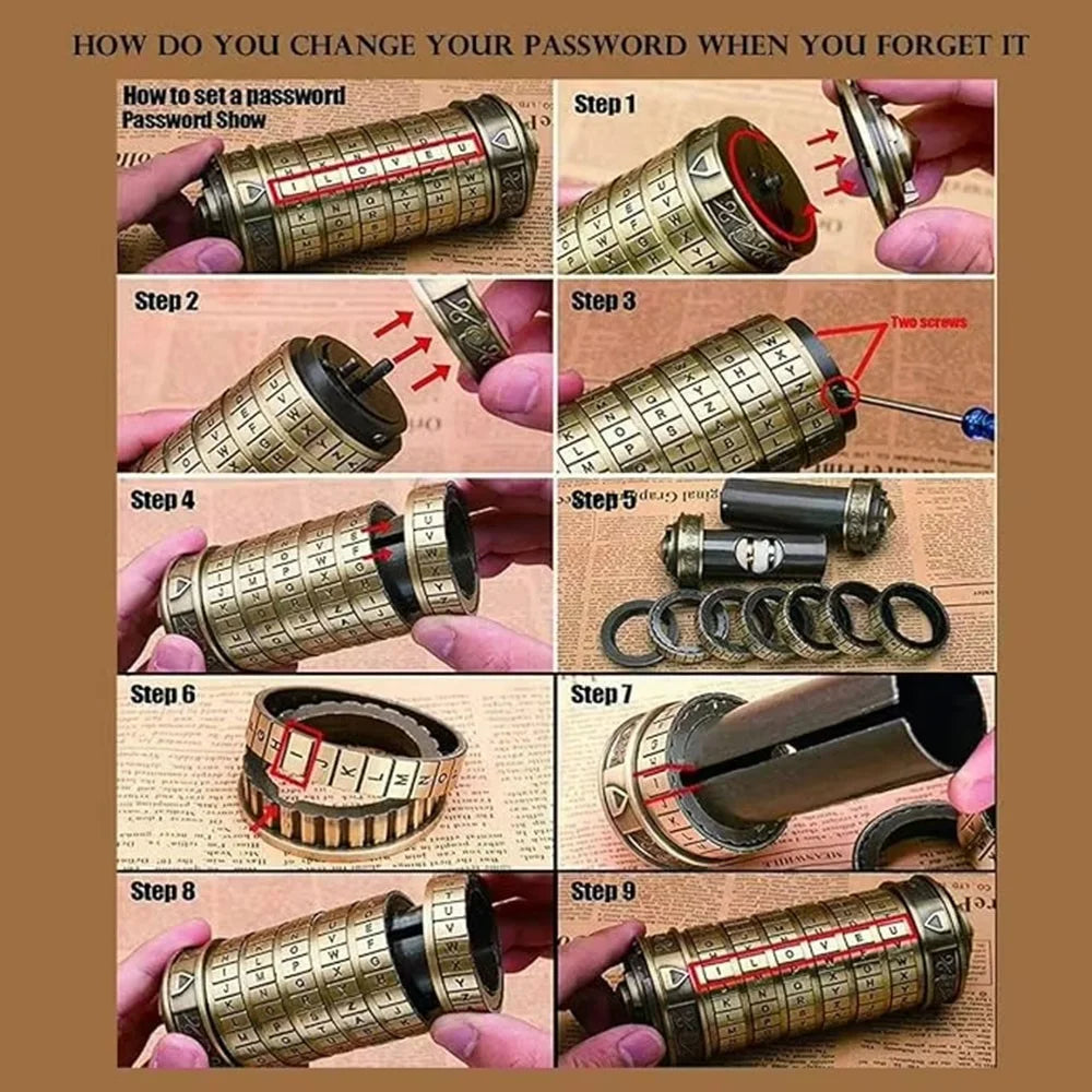 Da Vinci Code Cryptex Toy Metal Precision Password Lock Valentine Christmas Birthday Gift - 6