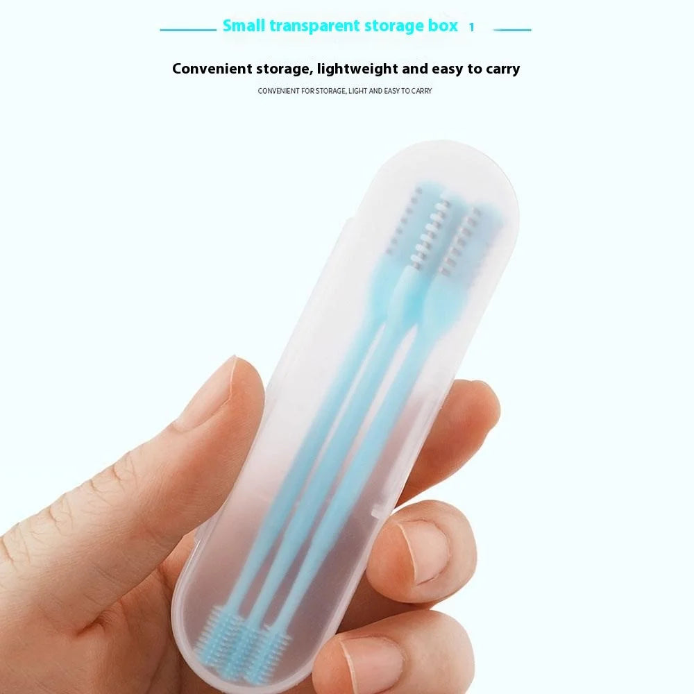 3Pcs Dual Head Nose Hair Trimmer Manual Nasal Cleaner Unisex Portable Nostril Grooming Tool - Sky Blue - 3