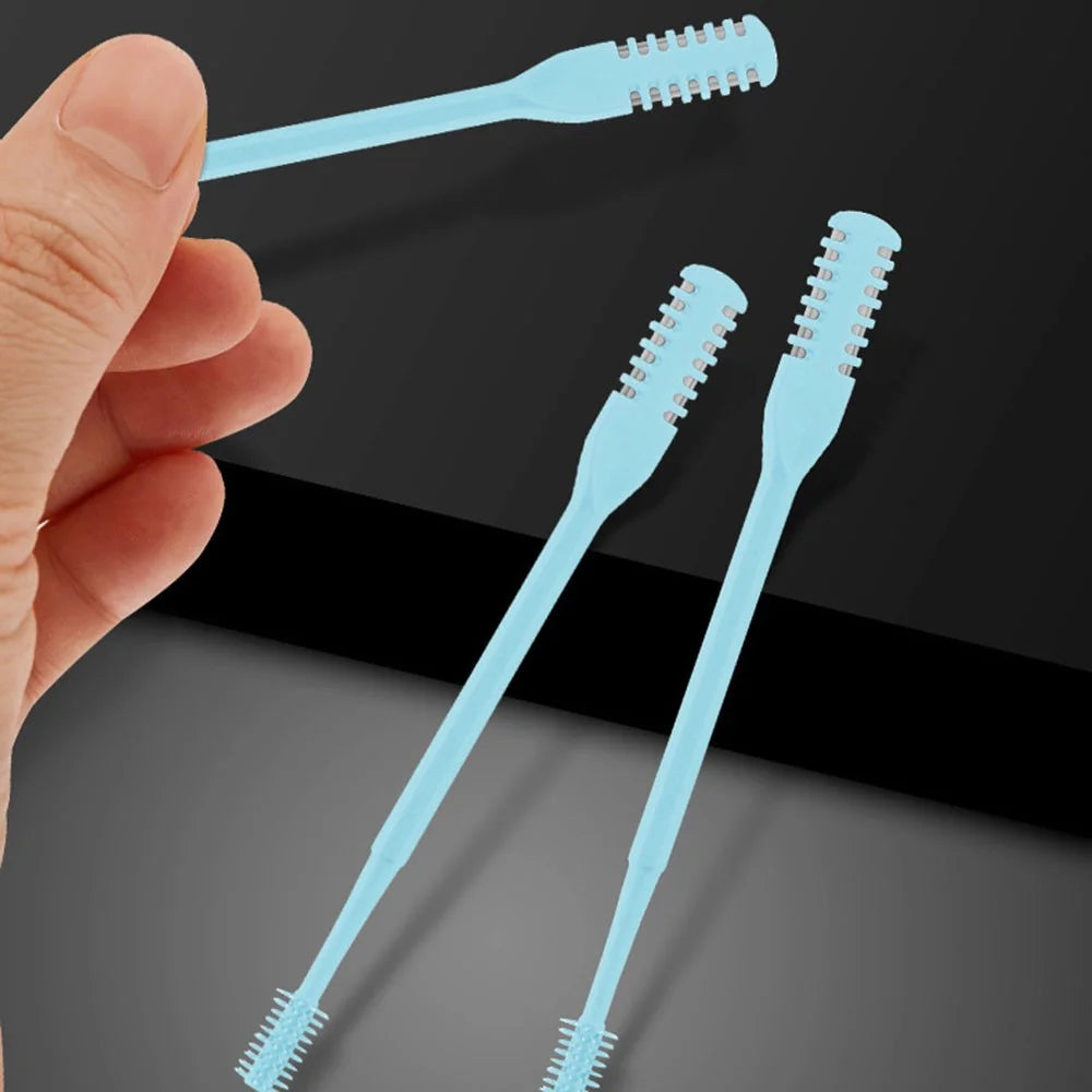 3Pcs Dual Head Nose Hair Trimmer Manual Nasal Cleaner Unisex Portable Nostril Grooming Tool - Sky Blue - 5