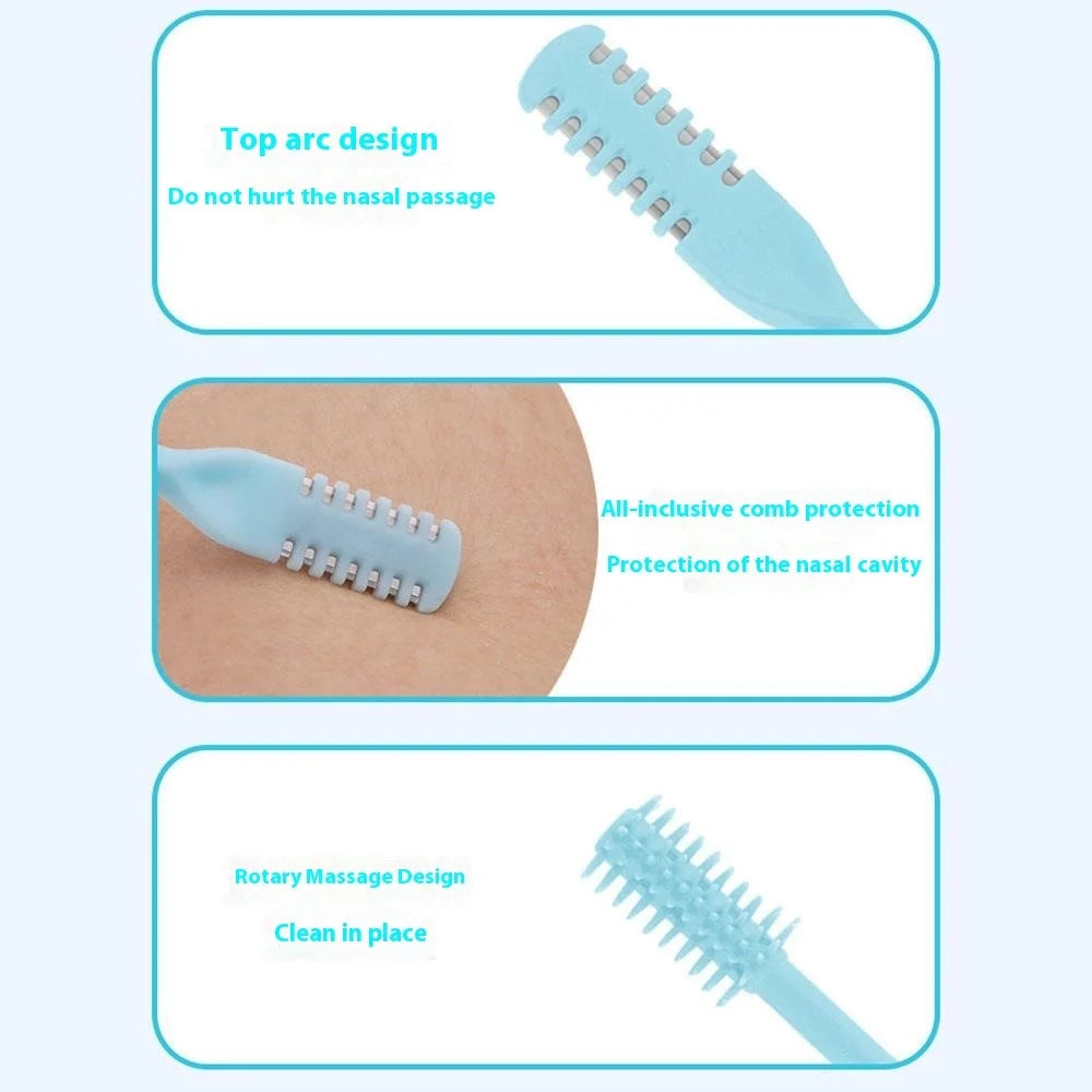 3Pcs Dual Head Nose Hair Trimmer Manual Nasal Cleaner Unisex Portable Nostril Grooming Tool - Sky Blue - 6