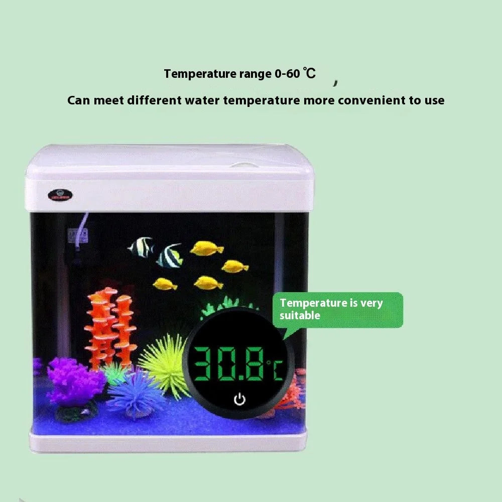 TJY-006 Rechargeable Digital Aquarium Thermometer LED Display Fish Tank High Precision Temperature Meter - Black / Celsius - 4