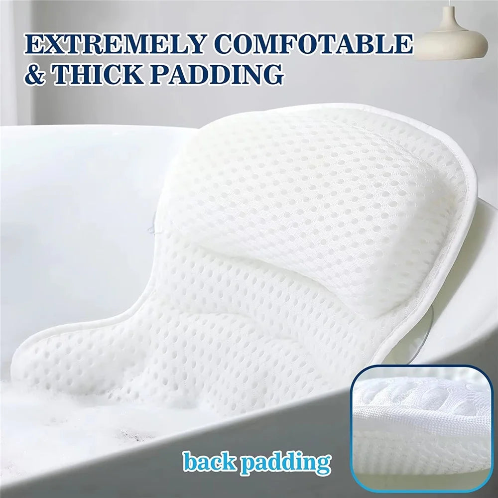 Ergonomic 4D Bathtub Pillow Machine Washable Head Shoulder Support Bath Cushion with 6 Suction Cups - 4