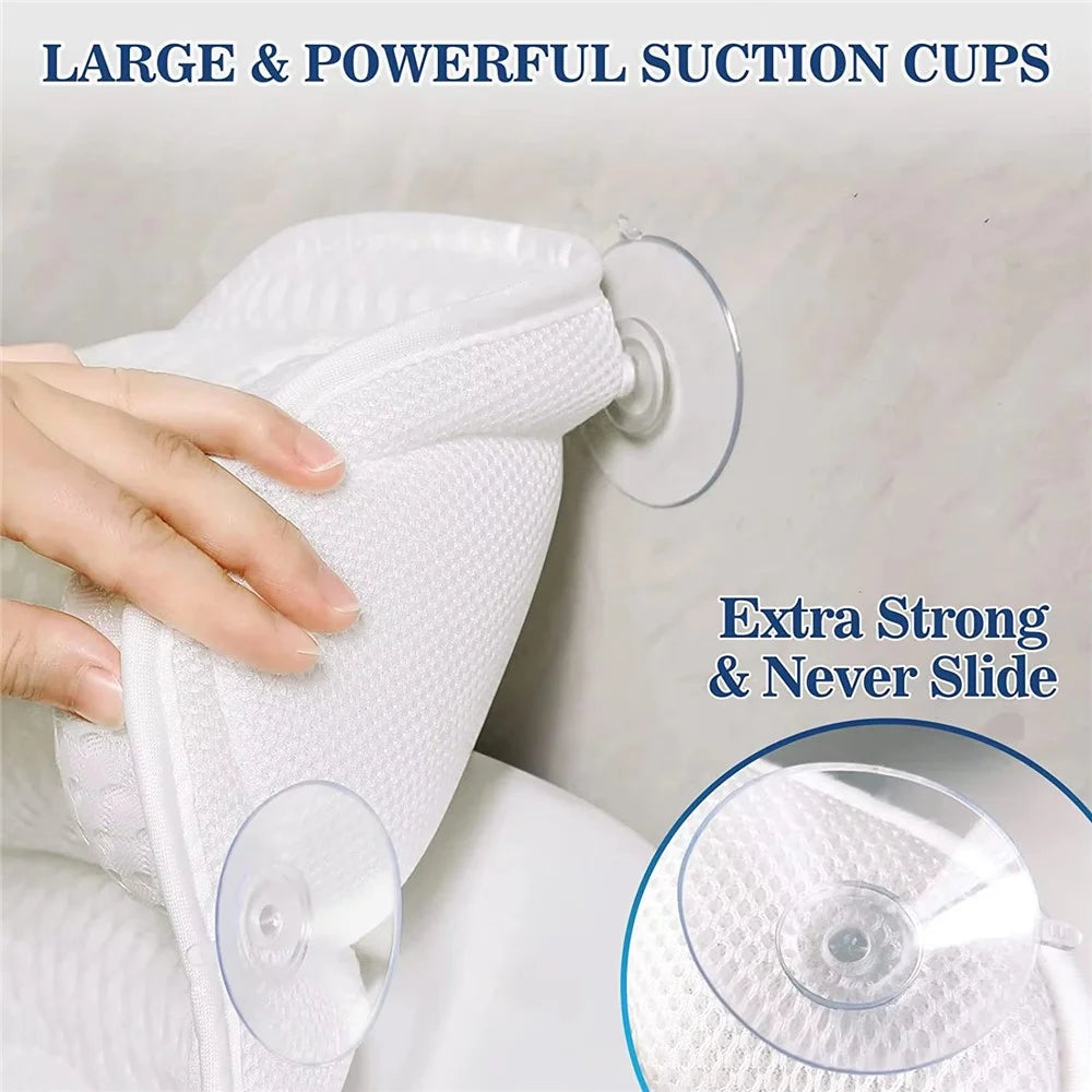 Ergonomic 4D Bathtub Pillow Machine Washable Head Shoulder Support Bath Cushion with 6 Suction Cups - 5