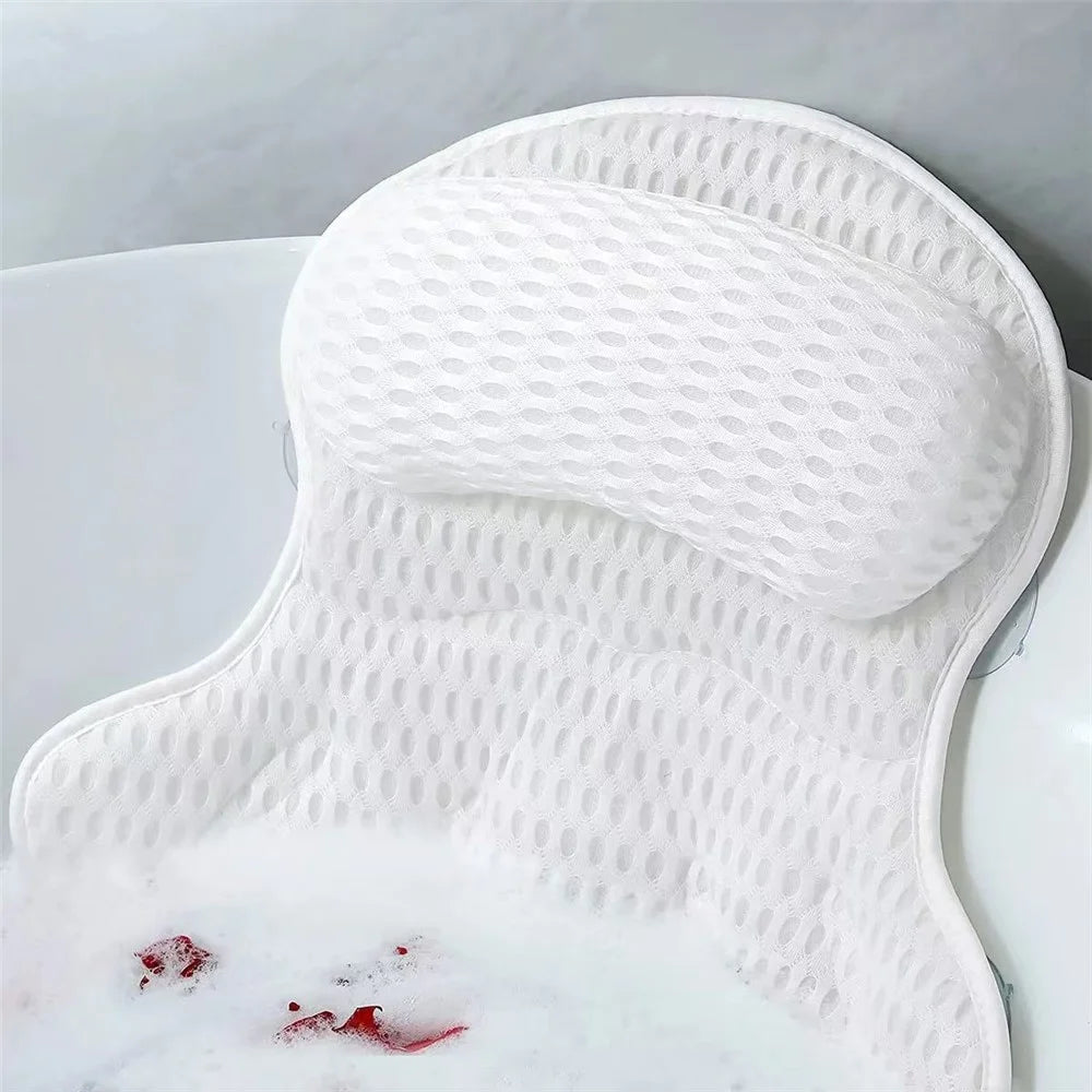 Ergonomic 4D Bathtub Pillow Machine Washable Head Shoulder Support Bath Cushion with 6 Suction Cups - 7