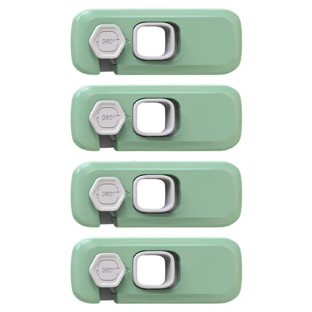 4Pcs Child Safety Locks Cabinet Drawer Refrigerator Anti-Pinch Baby Proofing Furniture Locks - Green - 1