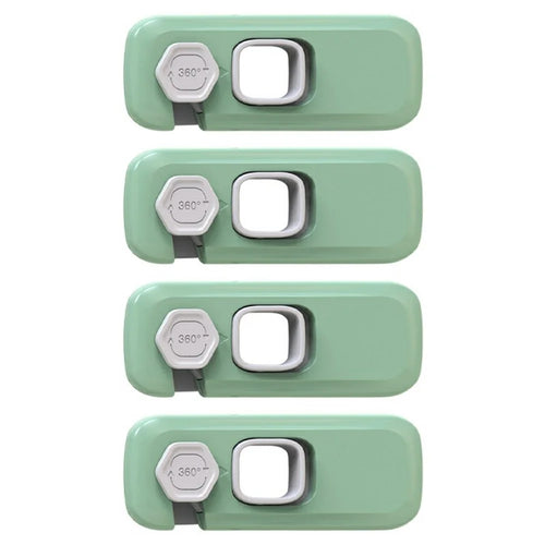 4Pcs Child Safety Locks Cabinet Drawer Refrigerator Anti-Pinch Baby Proofing Furniture Locks - Green - 1